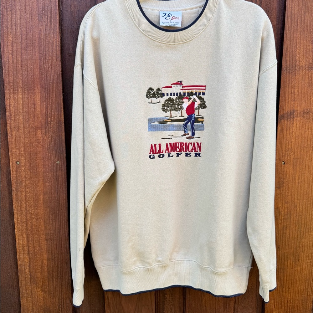 Vintage MCCC Sport All American Golfer Double Layered Crewneck Large